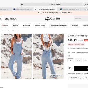 Cupshe U neck denim Jumpsuit. New with tags.
